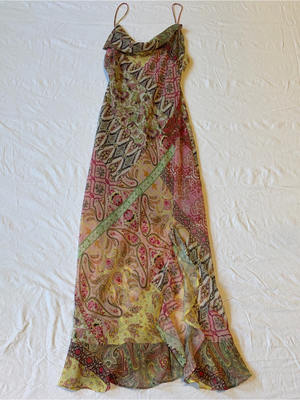 Zara SS24 Rosaline Patchwork Maxi Y2K Style Long Dress Size Small